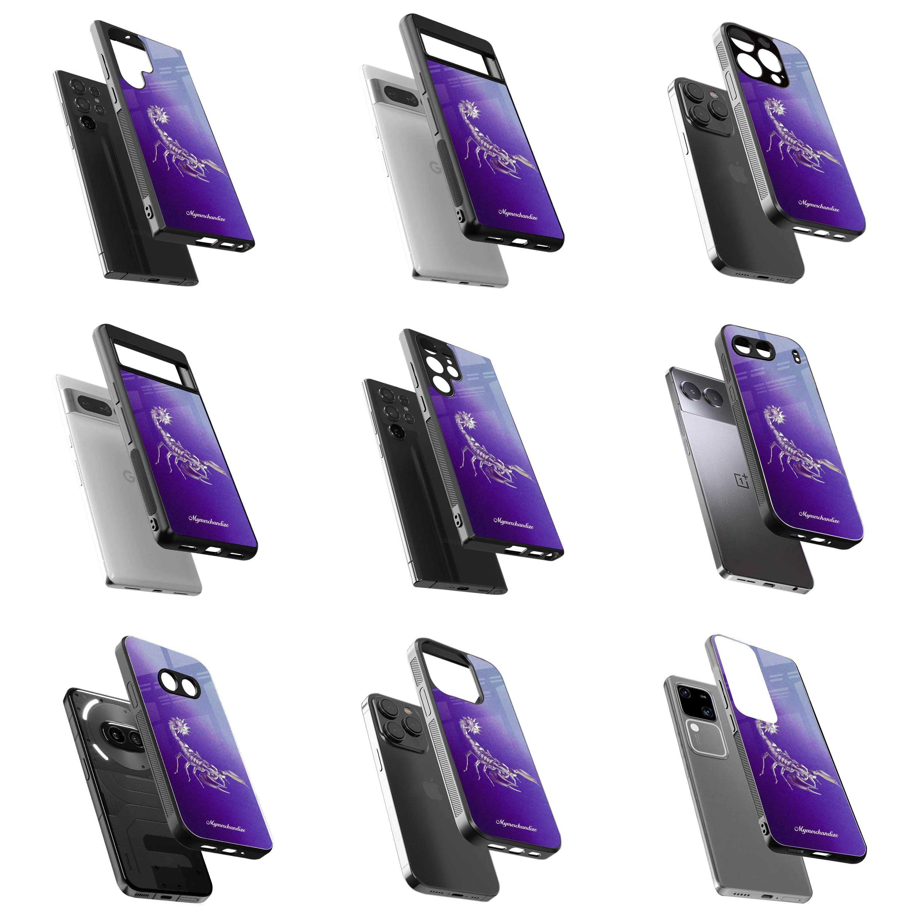 Durable Glass Back Mobile Case for iPhone, Samsung, OnePlus, Google Pixel, Redmi, Vivo, Oppo
