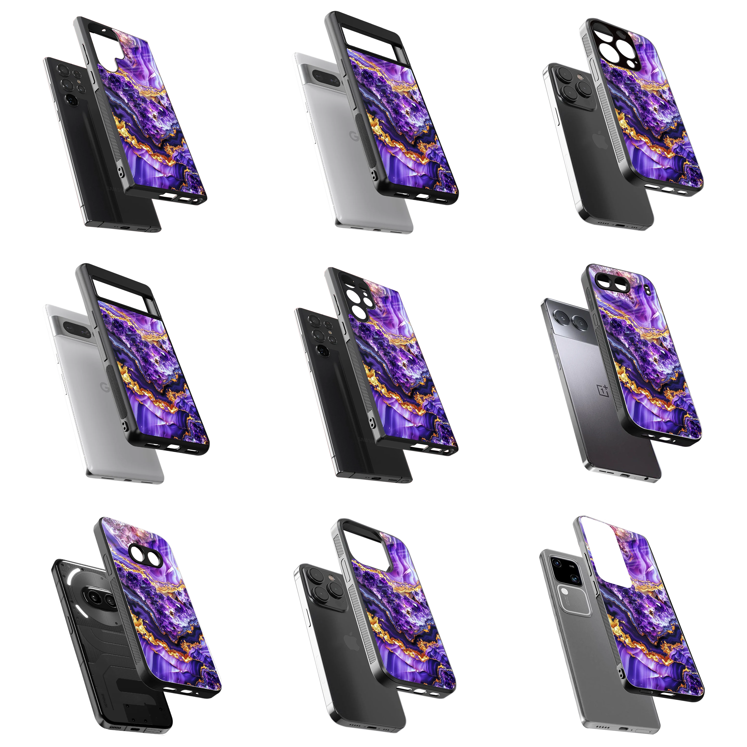 Durable Glass Back Mobile Case for iPhone, Samsung, OnePlus, Google Pixel, Redmi, Vivo, Oppo