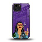 purple smoke back phone cover | glass case for iphone 13 mini