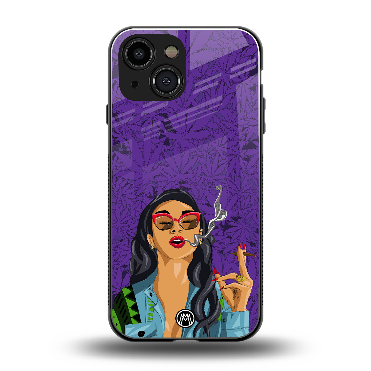 purple smoke back phone cover | glass case for iphone 13 mini