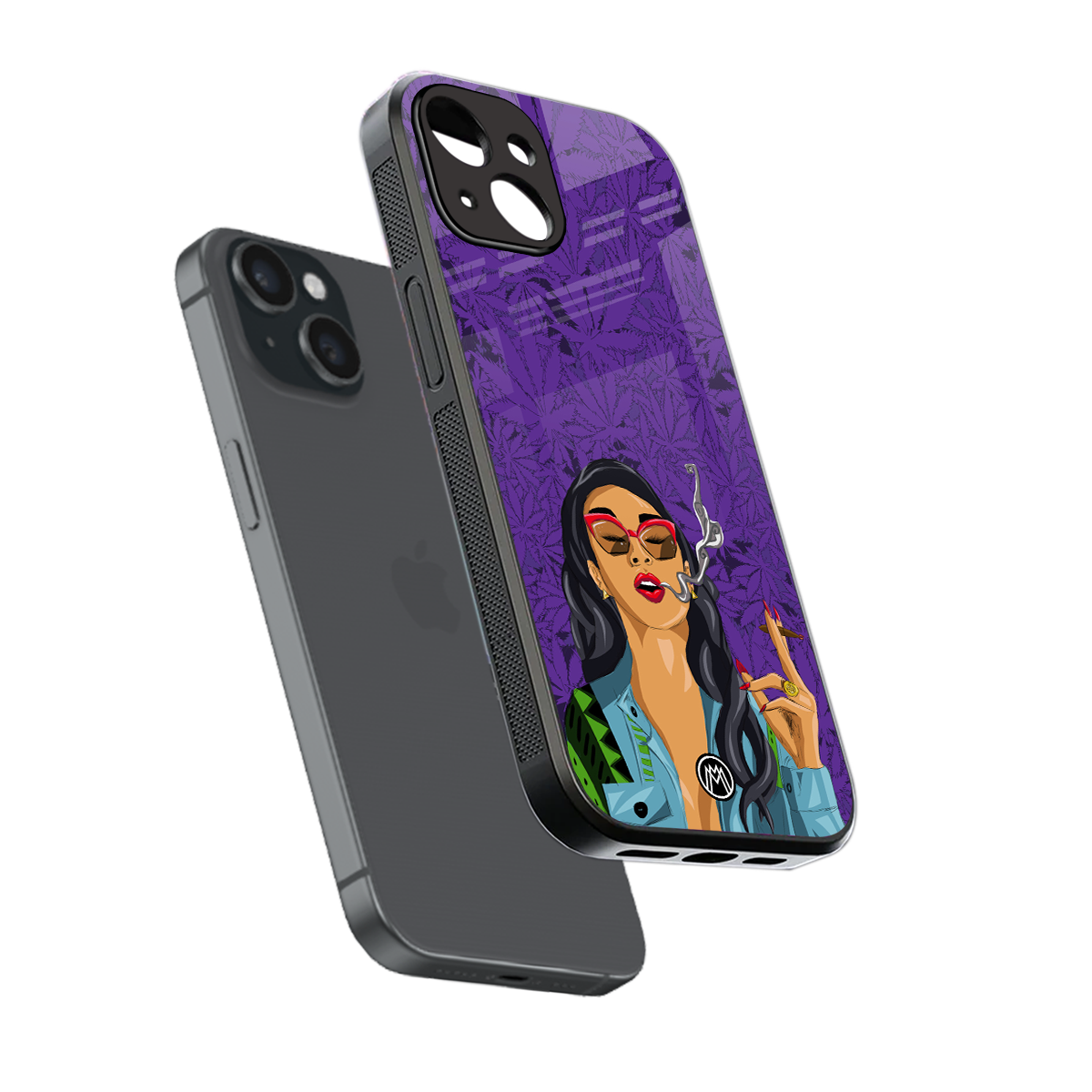 purple smoke back phone cover | glass case for iphone 13 mini