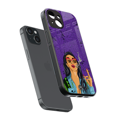 purple smoke back phone cover | glass case for iphone 13 mini