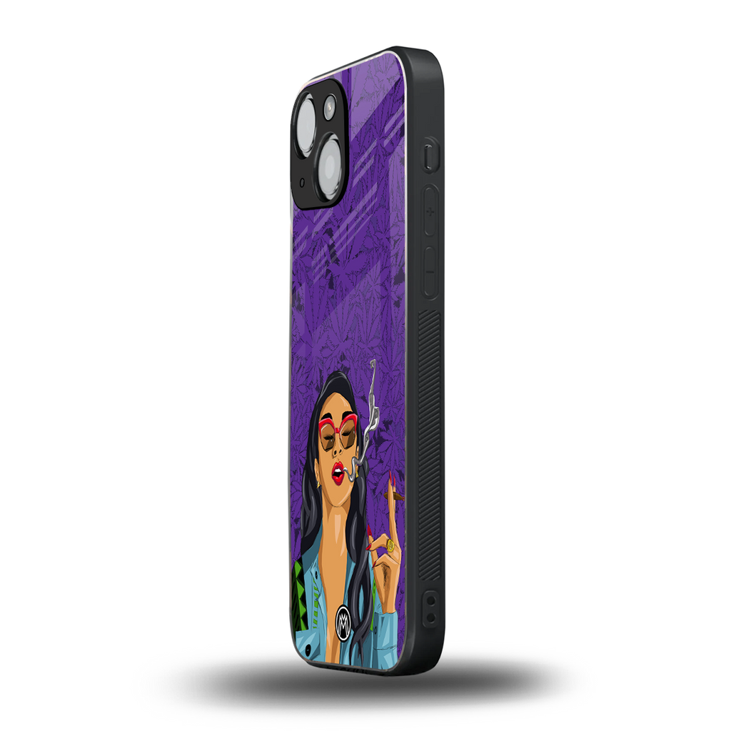 purple smoke back phone cover | glass case for iphone 13 mini