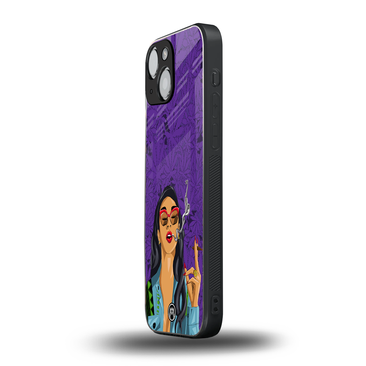 purple smoke back phone cover | glass case for iphone 13 mini