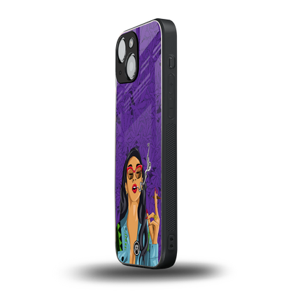 purple smoke back phone cover | glass case for iphone 13 mini