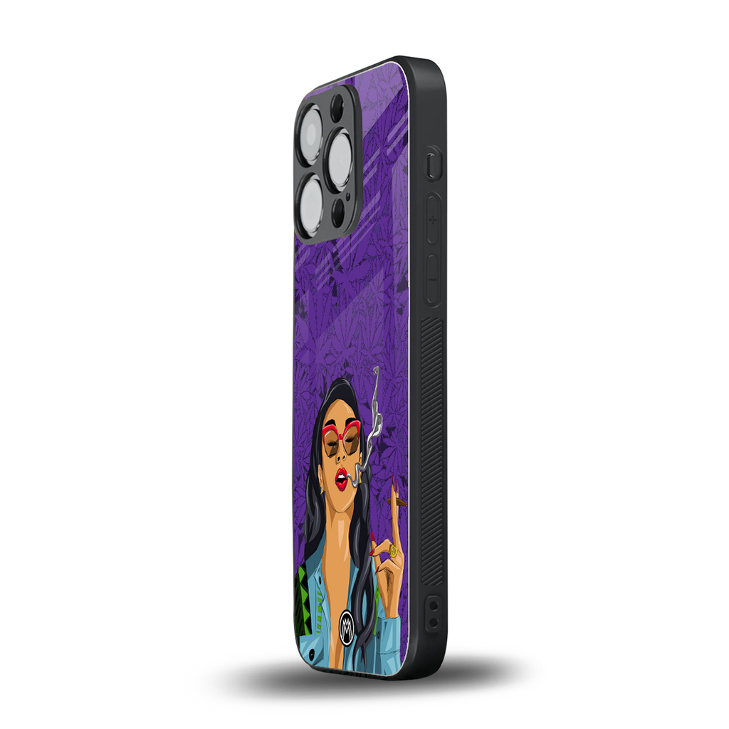 purple smoke back phone cover | glass case for iphone 13 pro