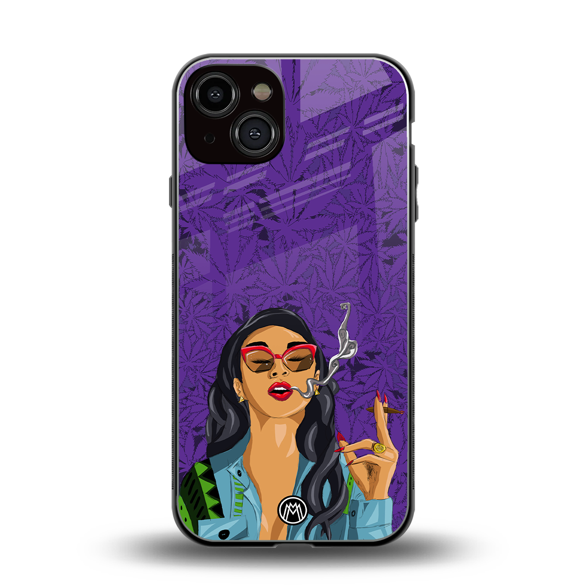 purple smoke back phone cover | glass case for iphone 13