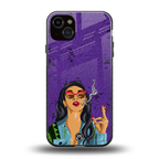 purple smoke back phone cover | glass case for iphone 15 plus
