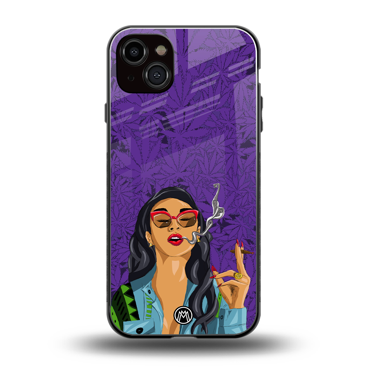 purple smoke back phone cover | glass case for iphone 15 plus