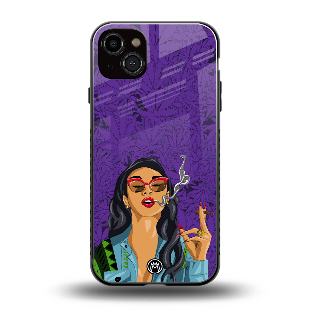 purple smoke back phone cover | glass case for iphone 14 plus