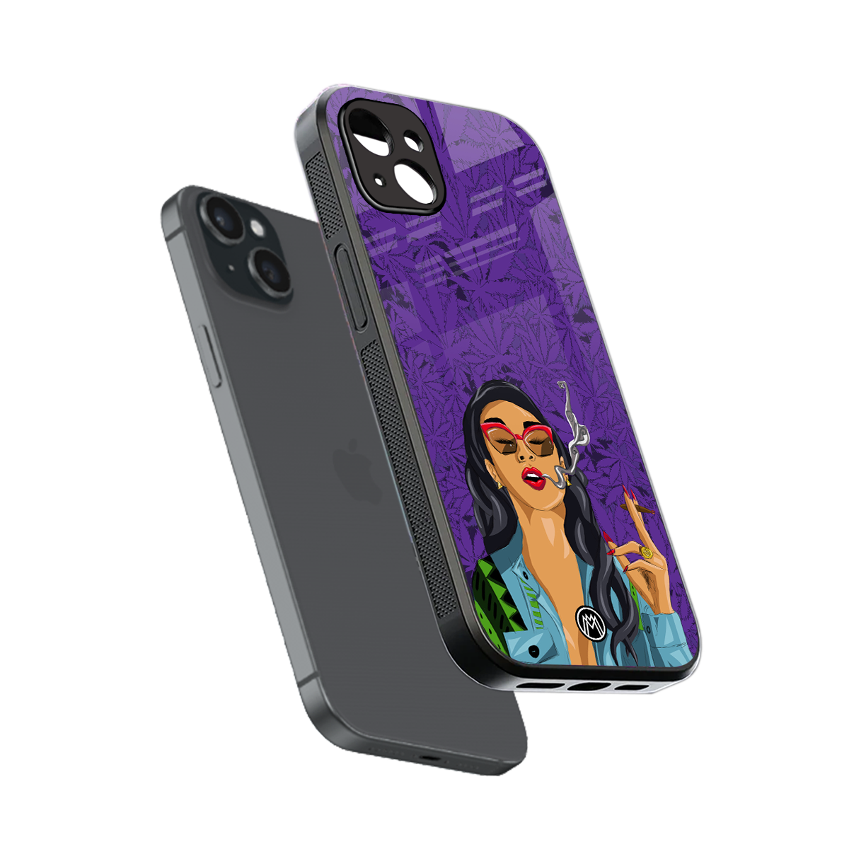purple smoke back phone cover | glass case for iphone 15 plus