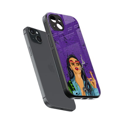 purple smoke back phone cover | glass case for iphone 14 plus