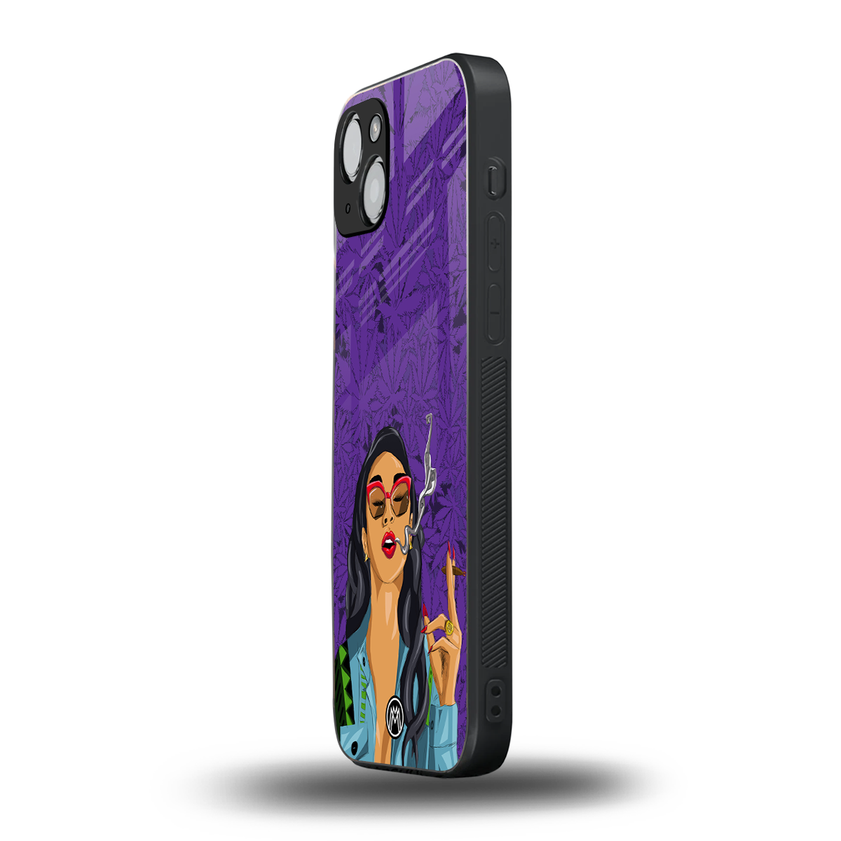 purple smoke back phone cover | glass case for iphone 15 plus