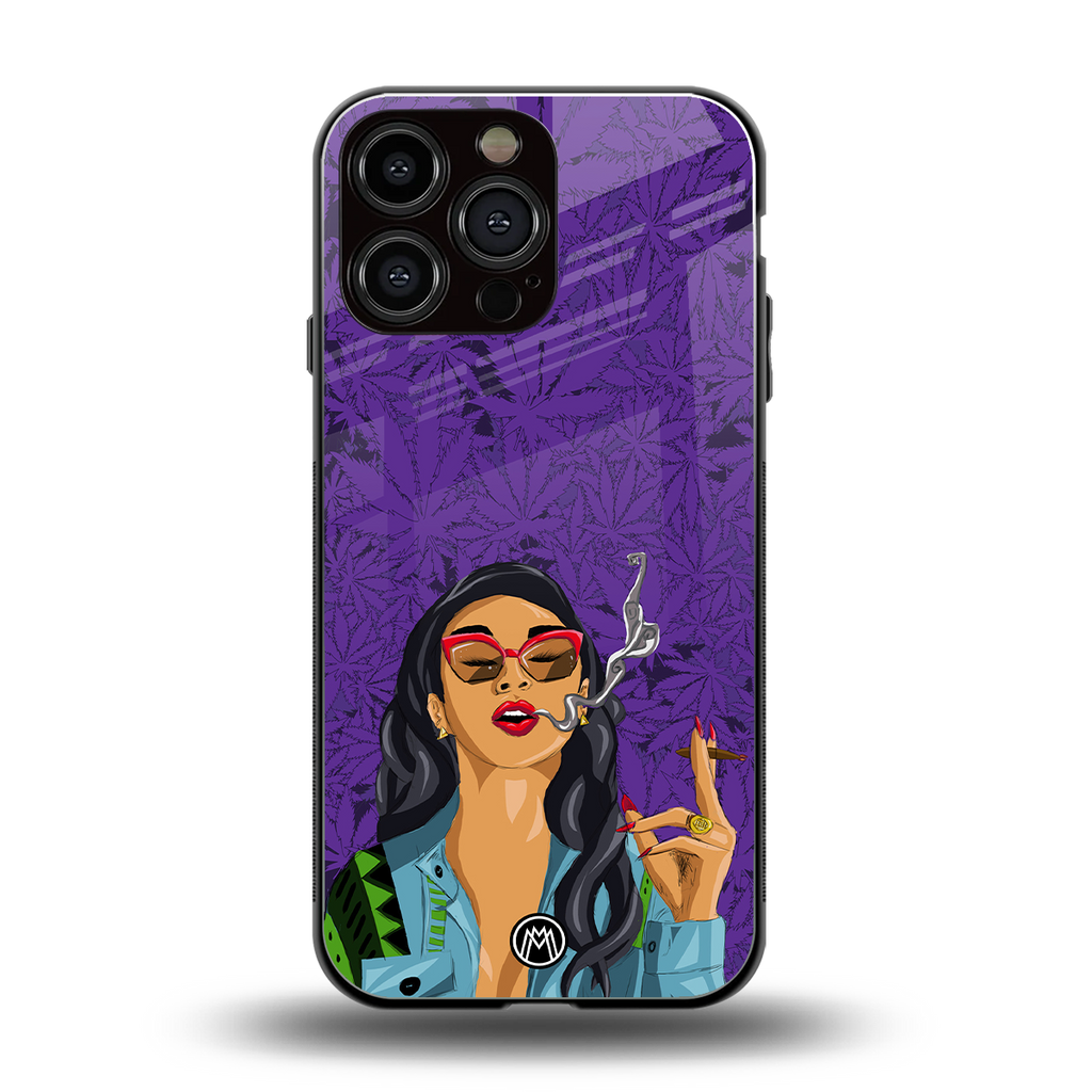 purple smoke back phone cover | glass case for iphone 14 pro max