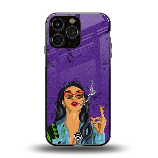 purple smoke back phone cover | glass case for iphone 14 pro max