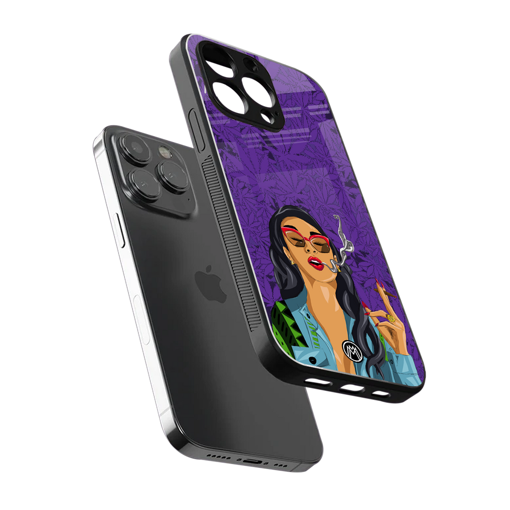 purple smoke back phone cover | glass case for iphone 14 pro max