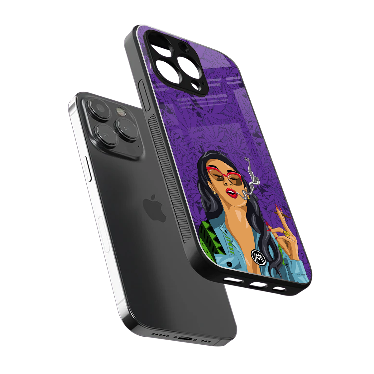 purple smoke back phone cover | glass case for iphone 14 pro max