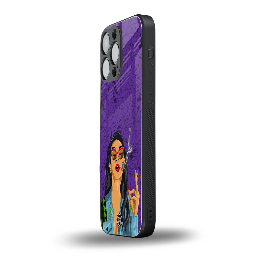 purple smoke back phone cover | glass case for iphone 14 pro max