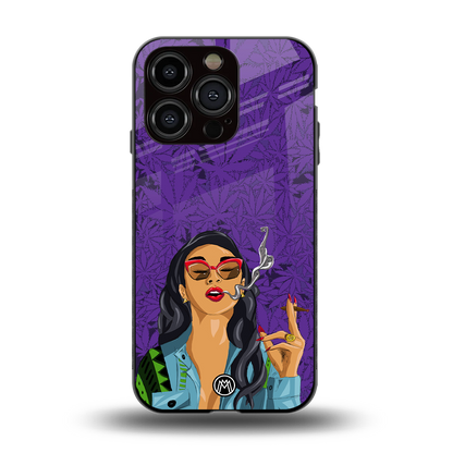 purple smoke back phone cover | glass case for iphone 15 pro