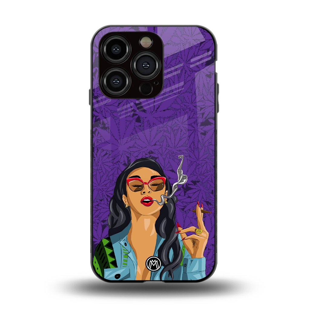 purple smoke back phone cover | glass case for iphone 14 pro
