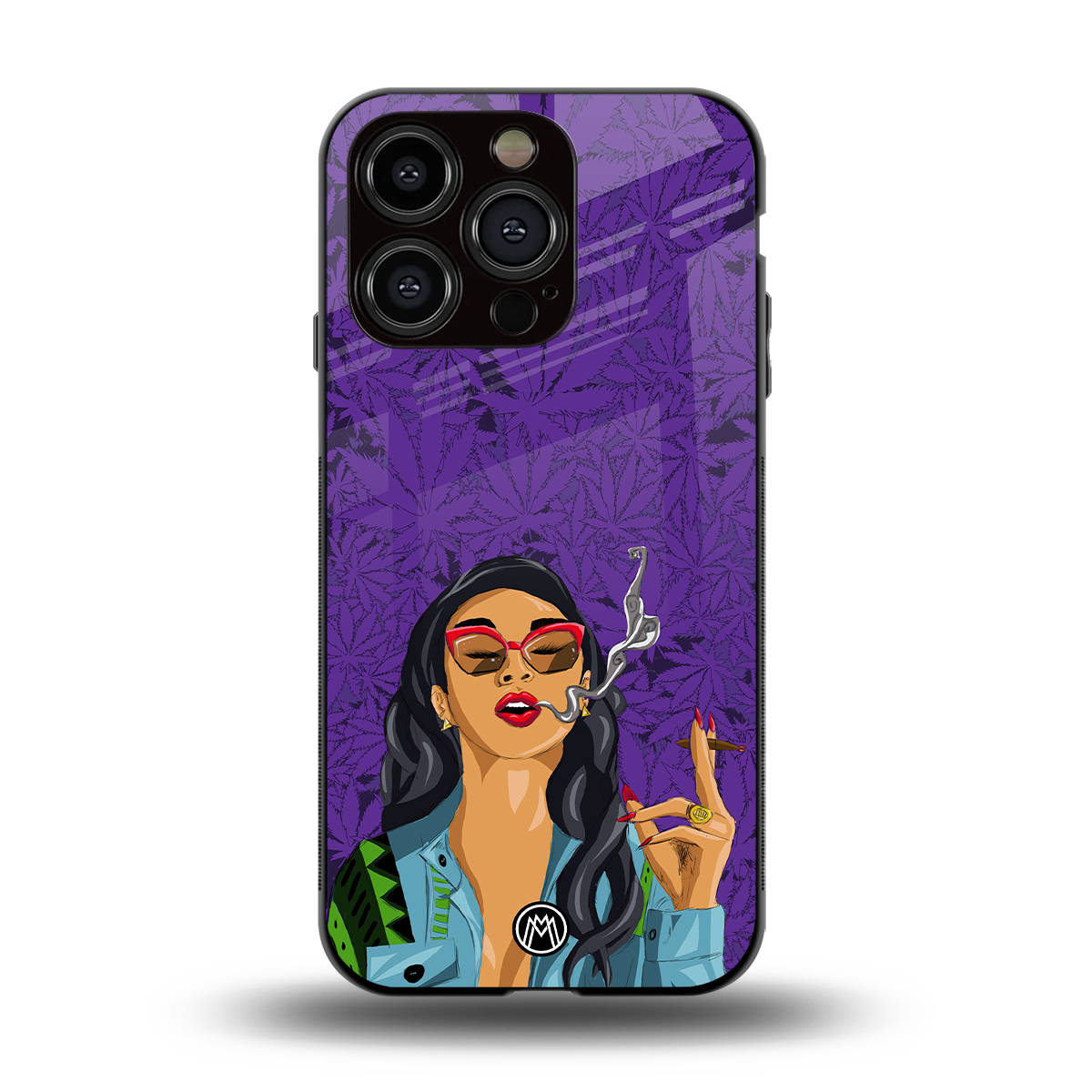 purple smoke back phone cover | glass case for iphone 14 pro
