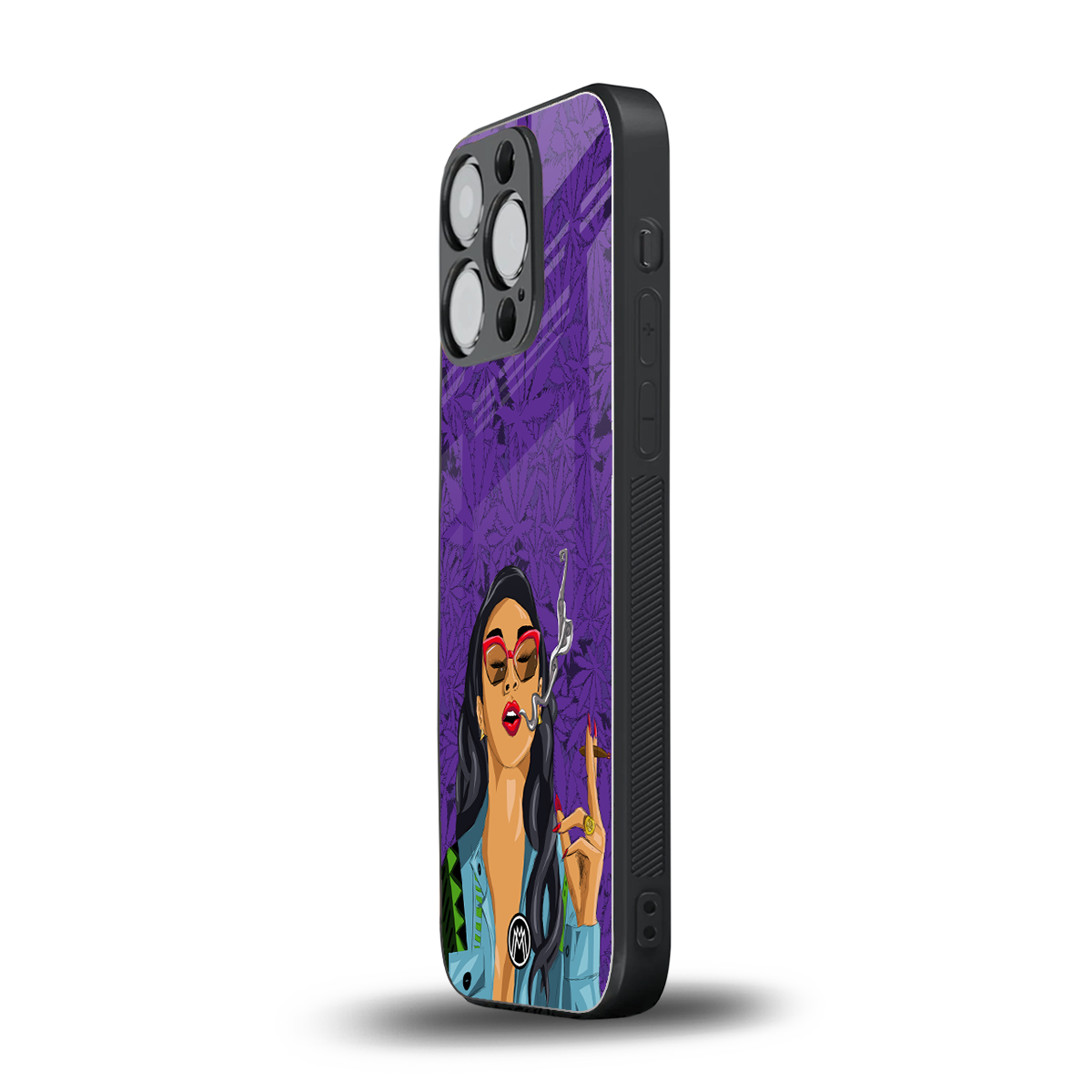 purple smoke back phone cover | glass case for iphone 15 pro