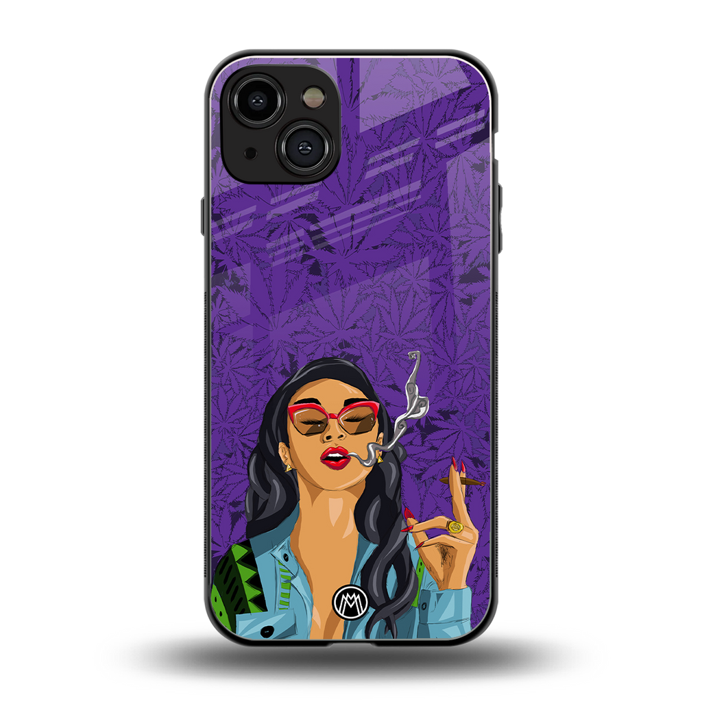 purple smoke back phone cover | glass case for iphone 15