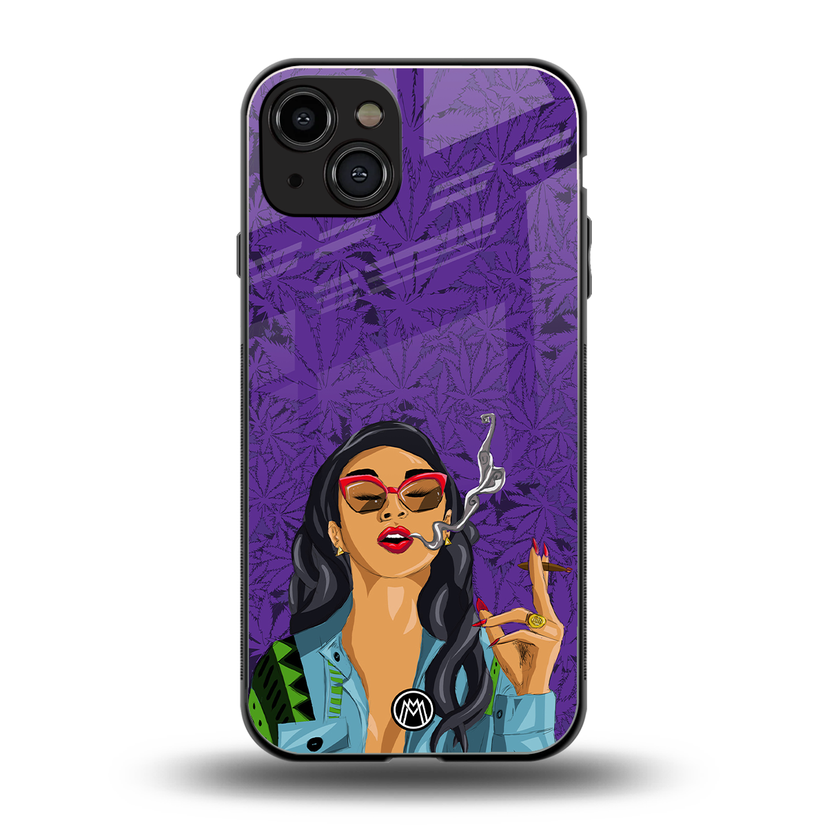 purple smoke back phone cover | glass case for iphone 15