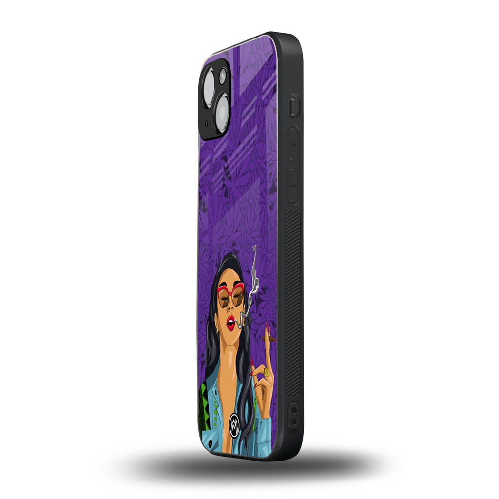 purple smoke back phone cover | glass case for iphone 15