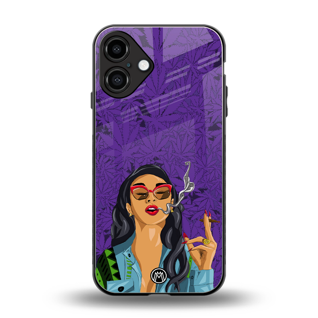 purple smoke back phone cover | glass case for iphone 16 plus