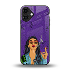 purple smoke back phone cover | glass case for iphone 16 plus