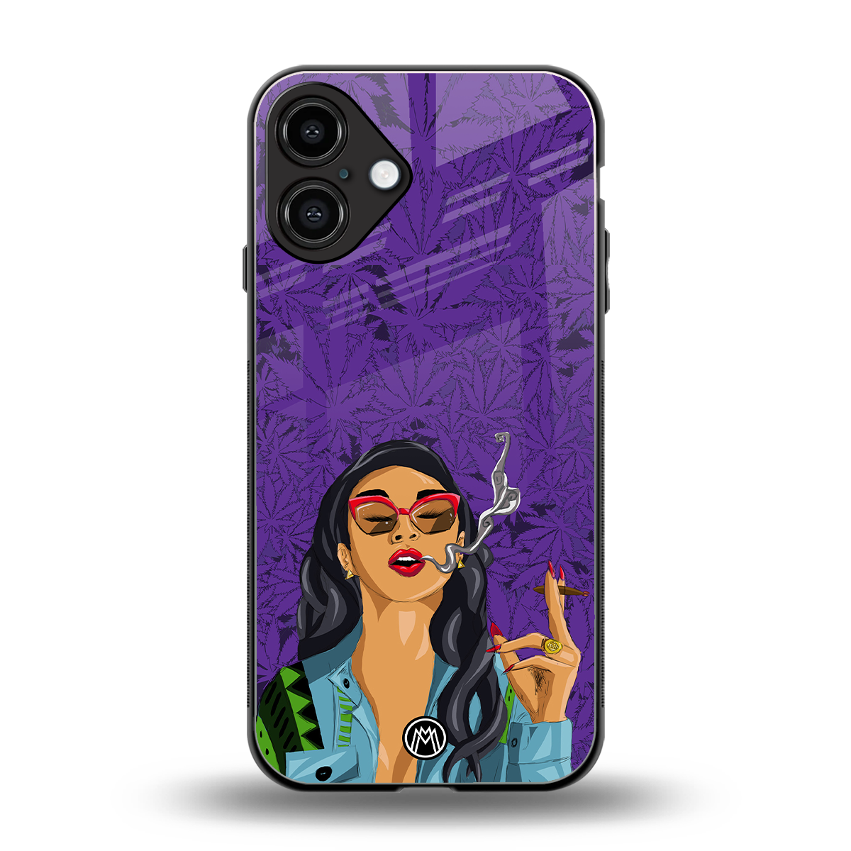 purple smoke back phone cover | glass case for iphone 16 plus
