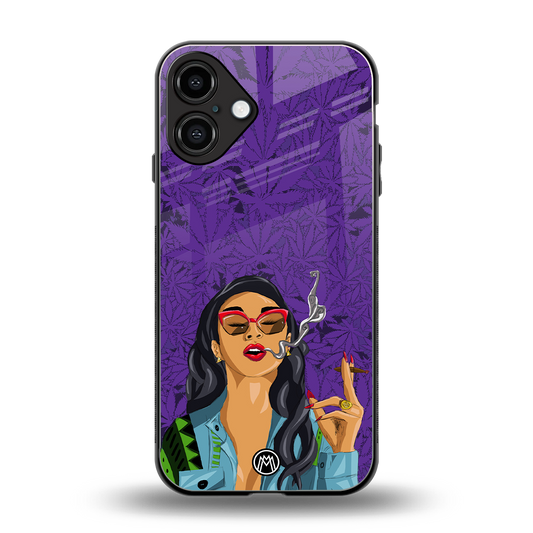 purple smoke back phone cover | glass case for iphone 16 plus