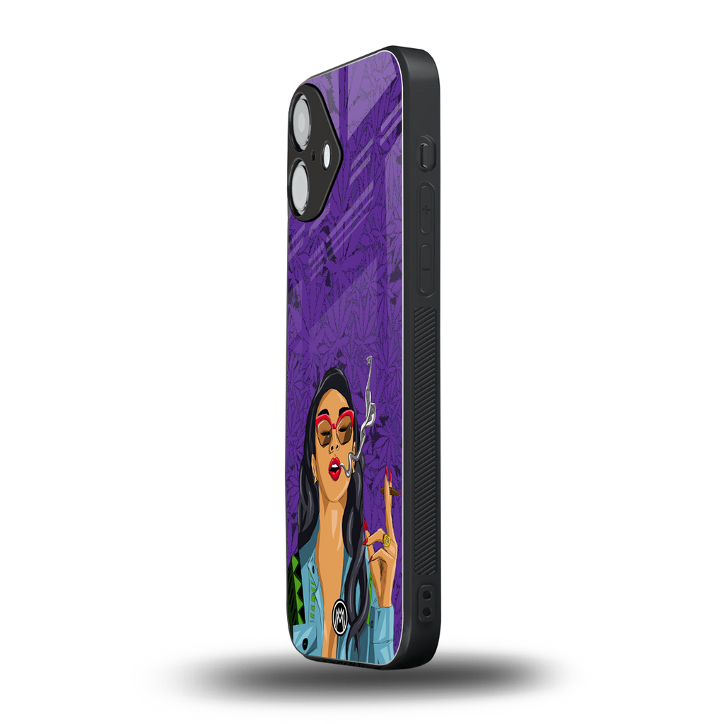 purple smoke back phone cover | glass case for iphone 16 plus