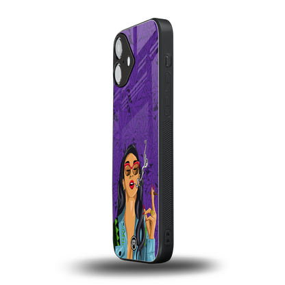 purple smoke back phone cover | glass case for iphone 16 plus