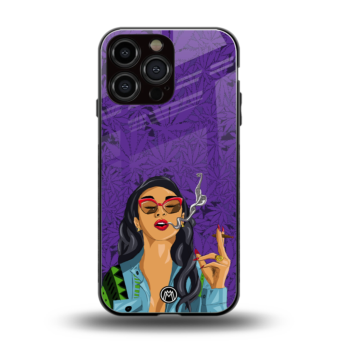 purple smoke back phone cover | glass case for iphone 16 pro max