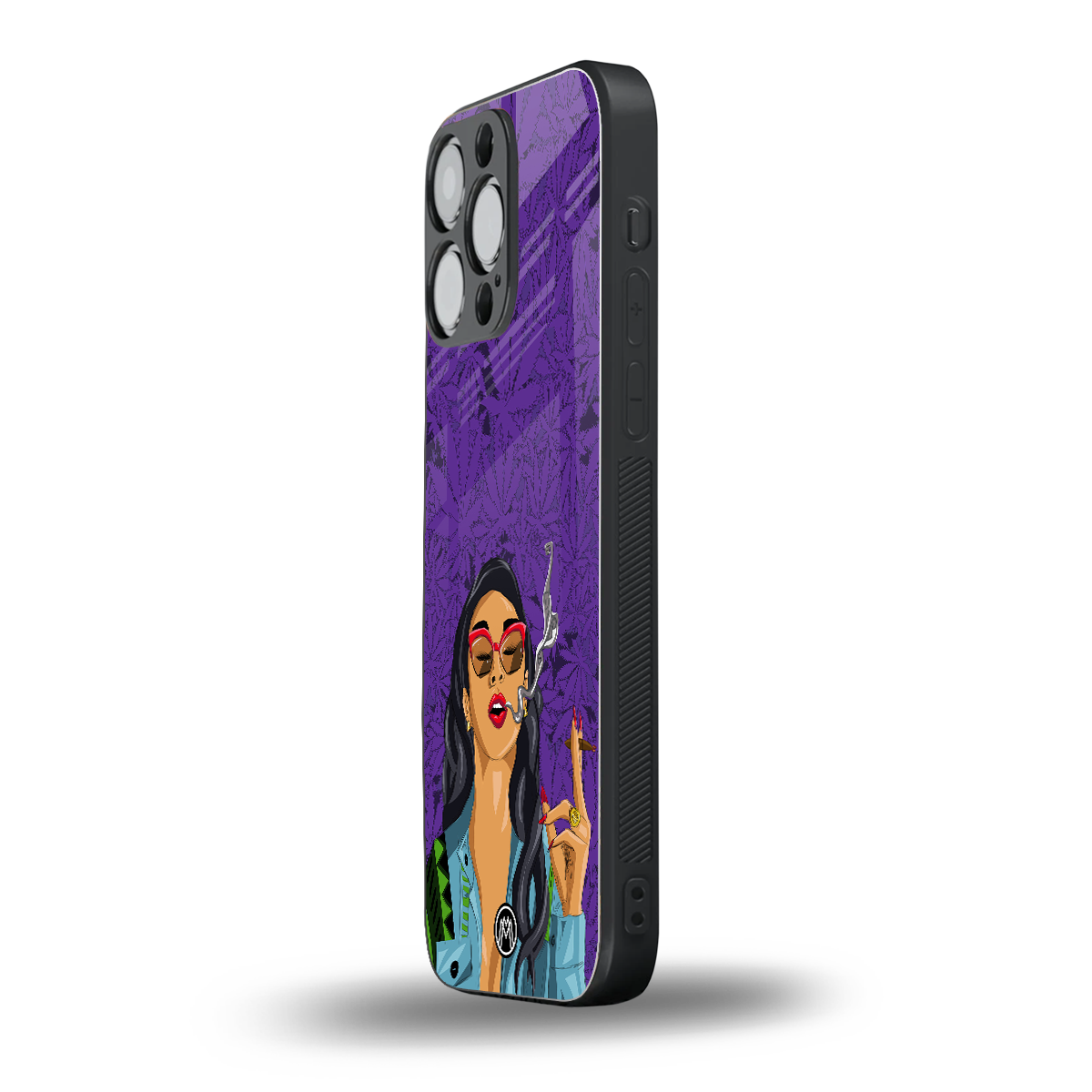 purple smoke back phone cover | glass case for iphone 16 pro max