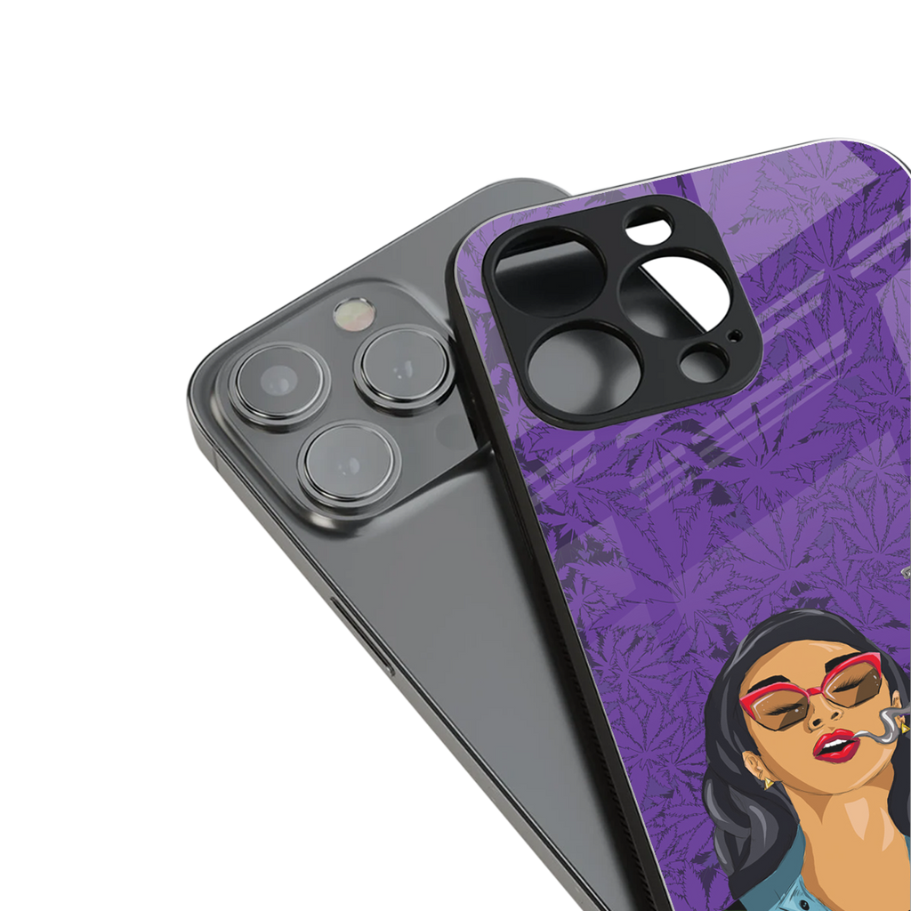 purple smoke back phone cover | glass case for iphone 13 mini