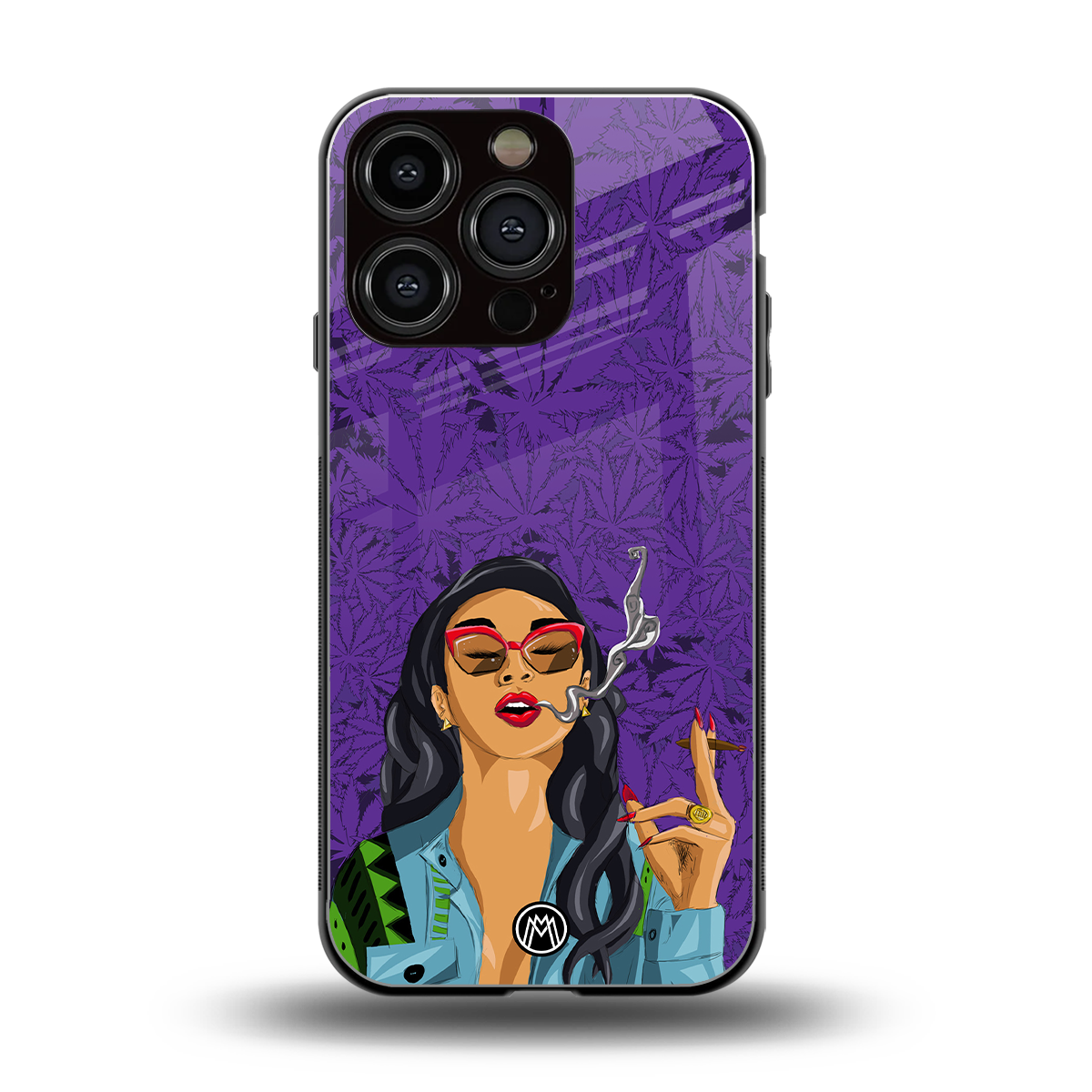purple smoke back phone cover | glass case for iphone 16 pro