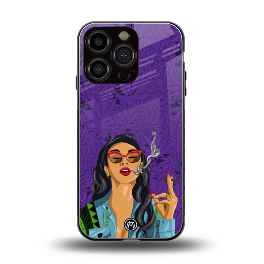 purple smoke back phone cover | glass case for iphone 16 pro