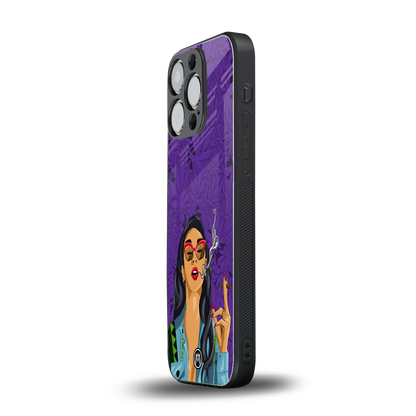 purple smoke back phone cover | glass case for iphone 16 pro