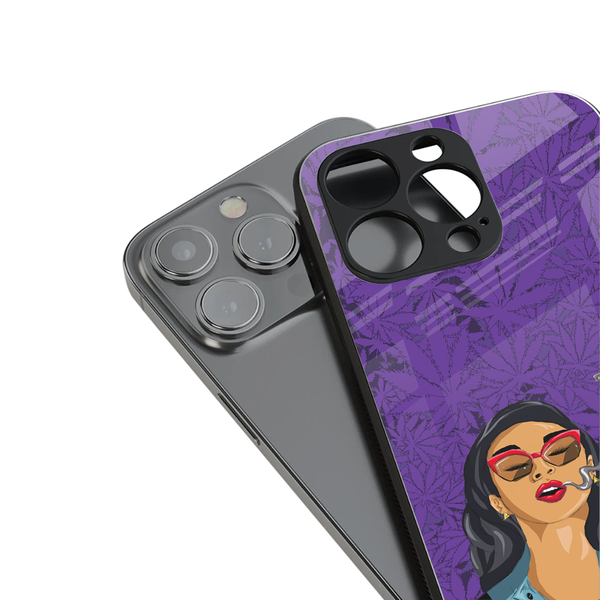 purple smoke back phone cover | glass case for iphone 14 pro max