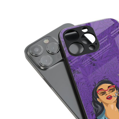 purple smoke back phone cover | glass case for iphone 14 pro max