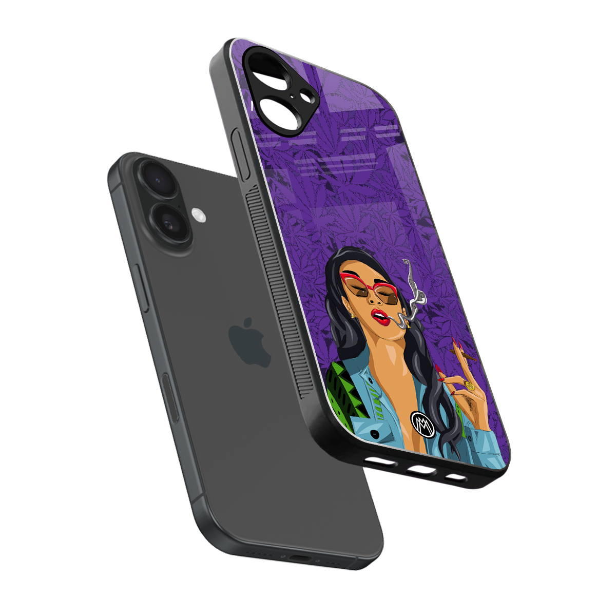 purple smoke back phone cover | glass case for iphone 16