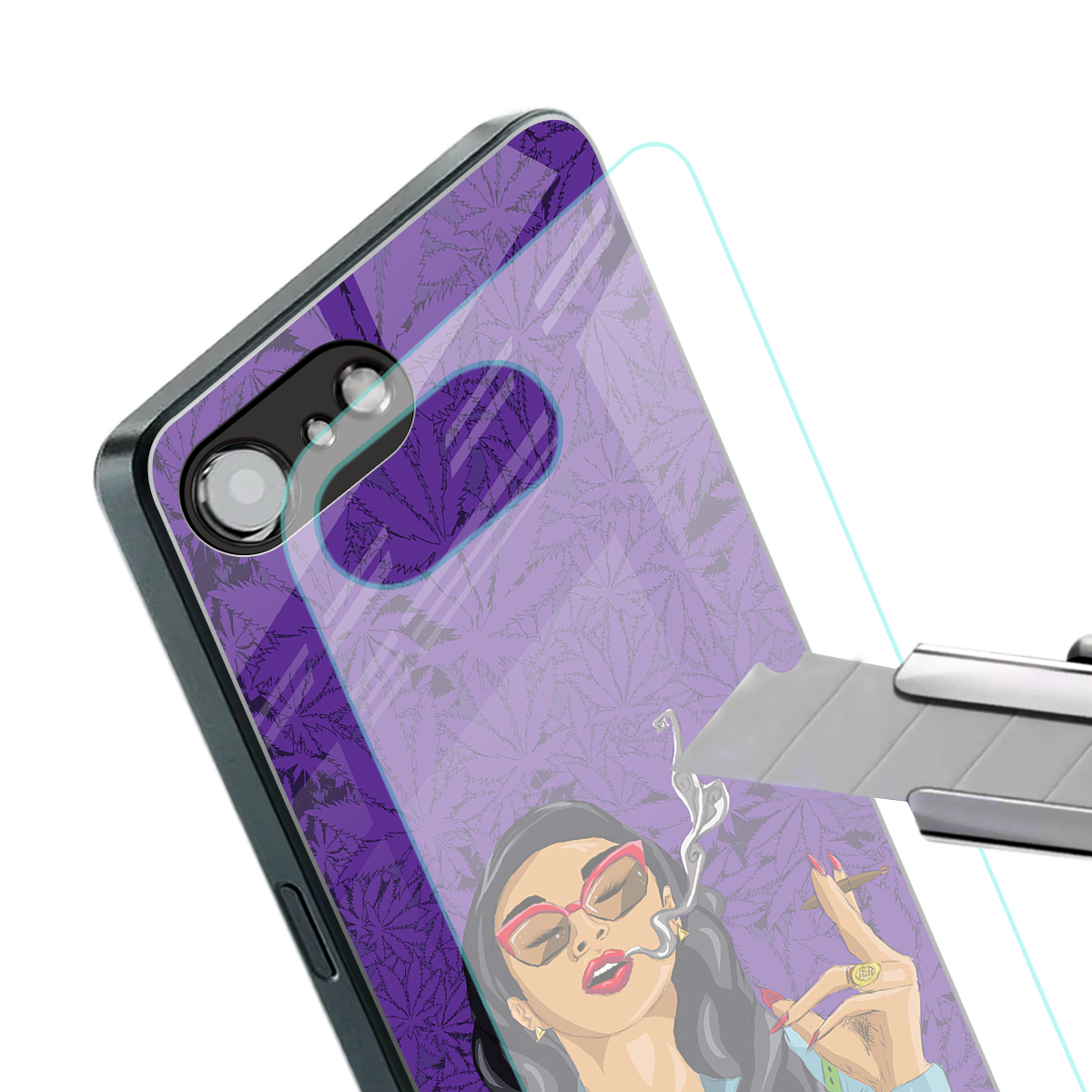 purple smoke back phone cover | glass case for iphone 16e