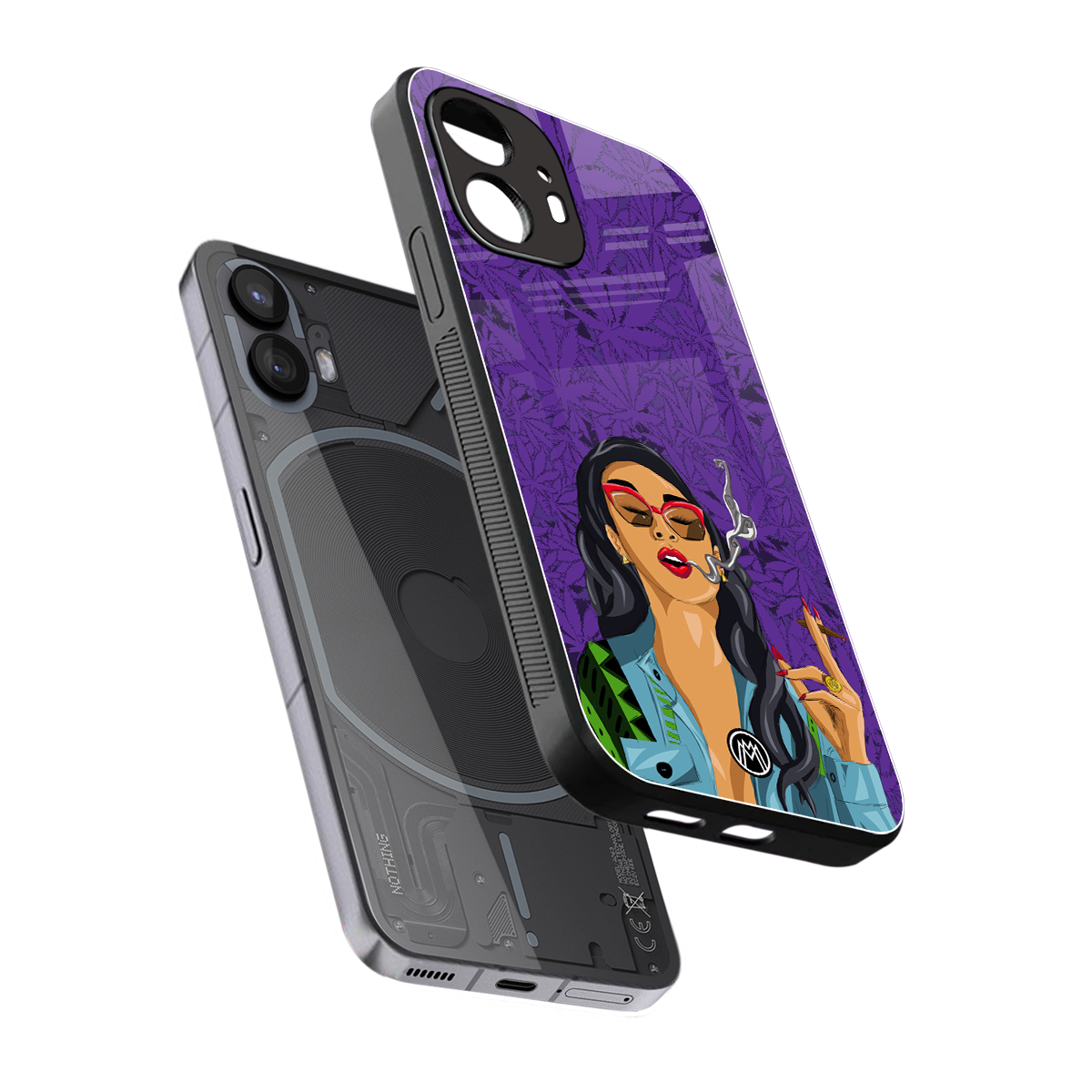 purple smoke back phone cover | glass case for nothing phone 2
