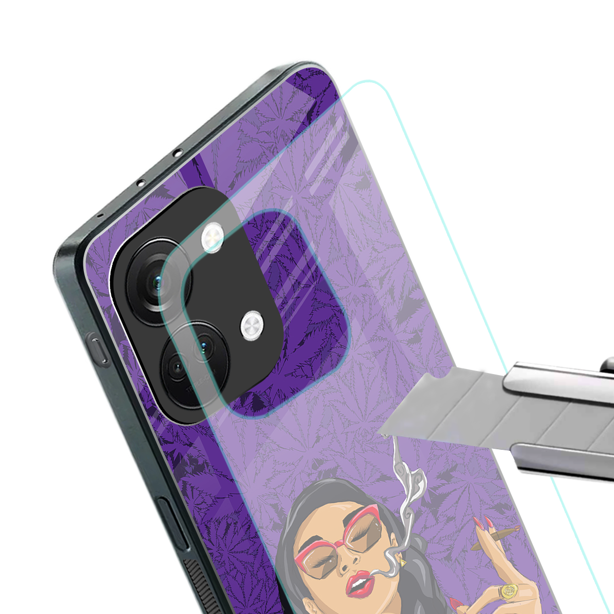 purple smoke back phone cover | glass case for oneplus nord 3