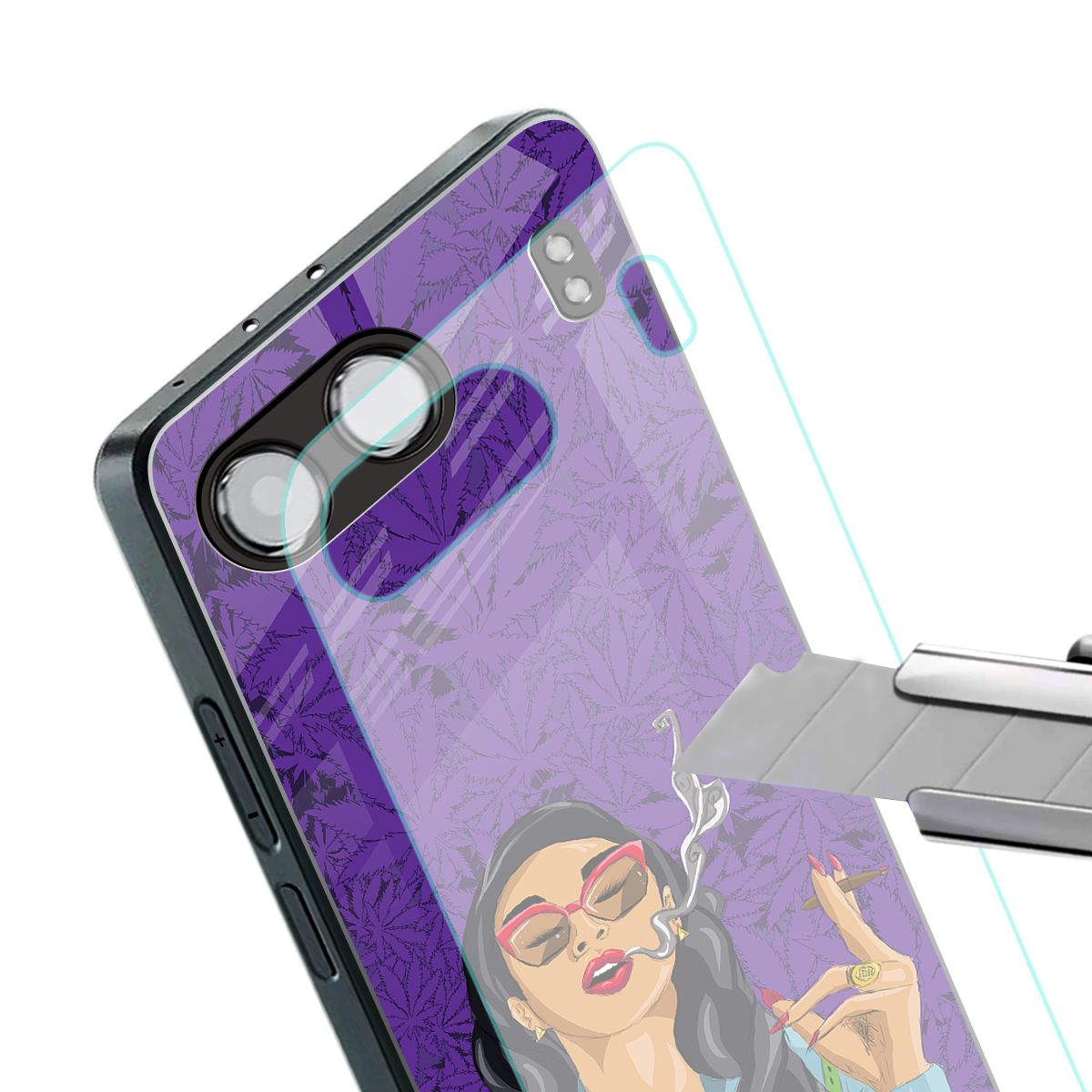 purple smoke back phone cover | glass case for oneplus nord 4