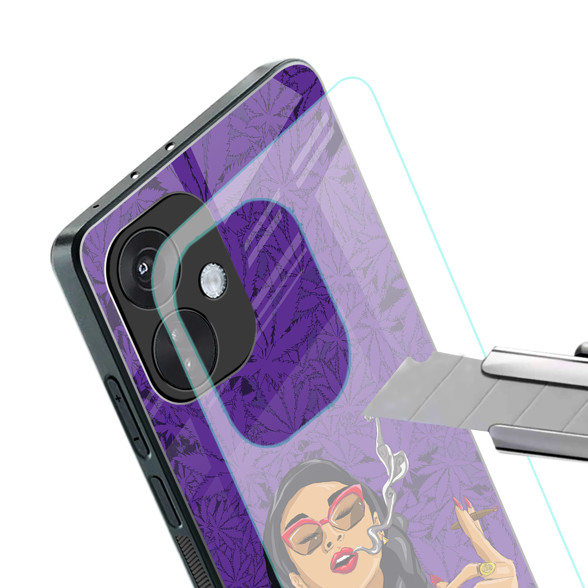 purple smoke back phone cover | glass case for oneplus nord ce 3