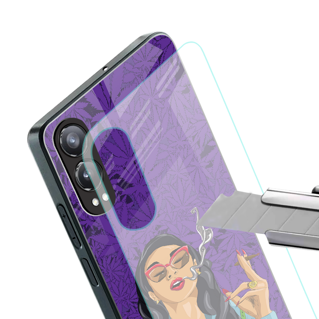 purple smoke back phone cover | glass case for oneplus nord ce 4 lite